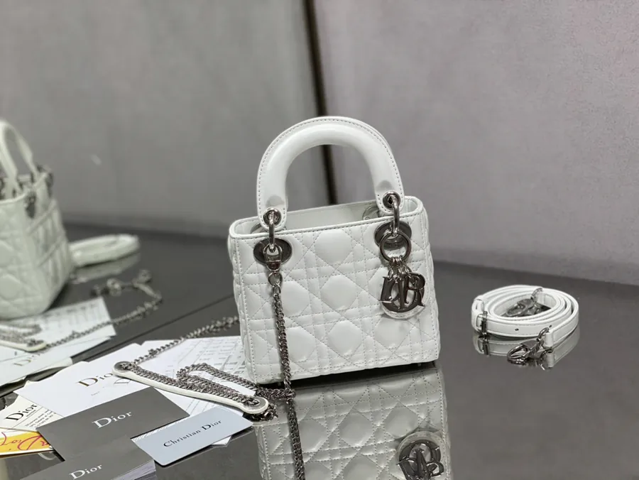 P600 LADY Three Compartment Pure White Leather Bag