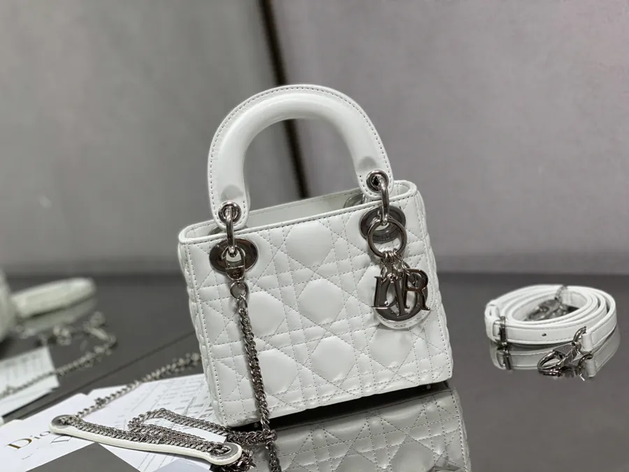 P600 LADY Three Compartment Pure White Leather Bag