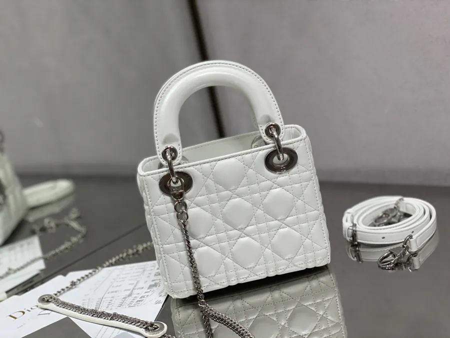 P600 LADY Three Compartment Pure White Leather Bag