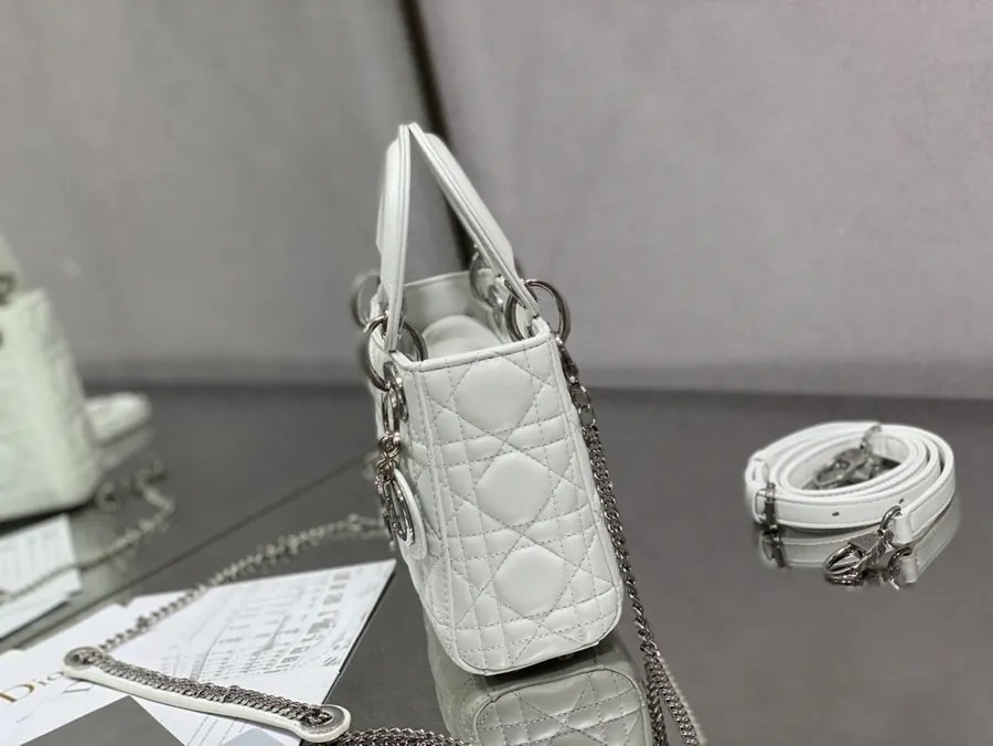 P600 LADY Three Compartment Pure White Leather Bag
