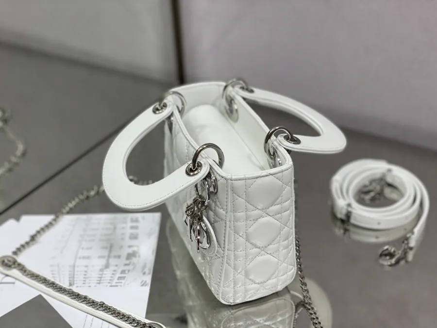 P600 LADY Three Compartment Pure White Leather Bag