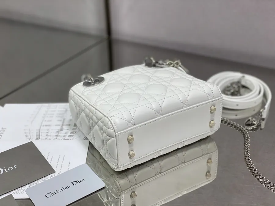 P600 LADY Three Compartment Pure White Leather Bag