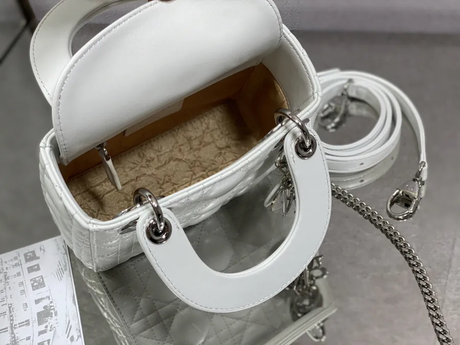 P600 LADY Three Compartment Pure White Leather Bag