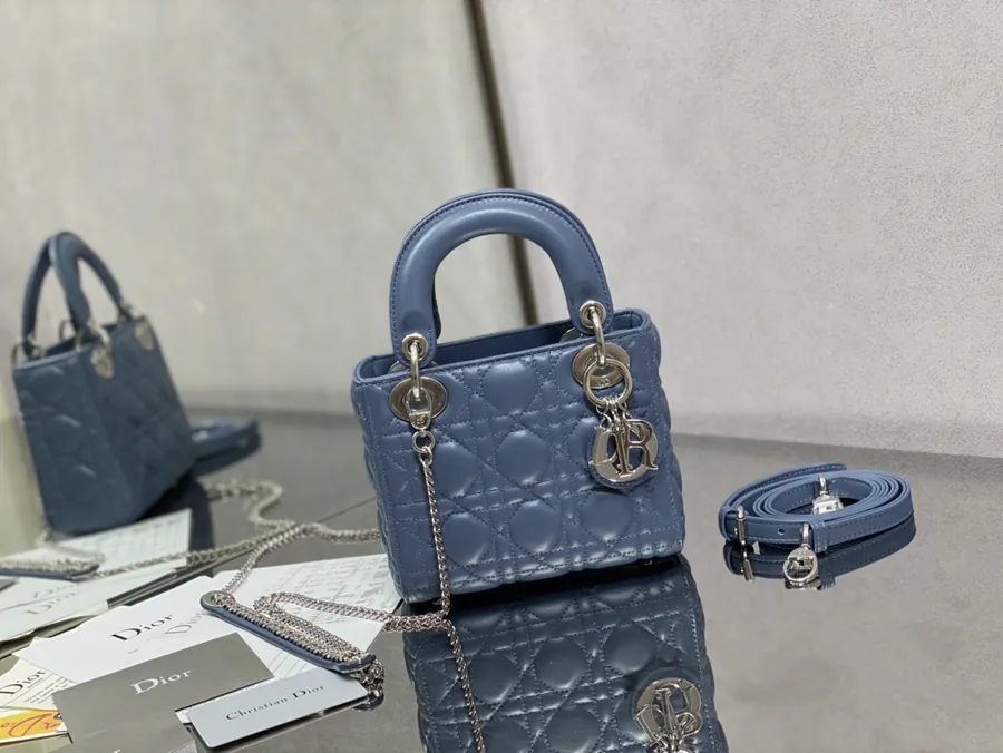 Premium Quality P600 LADY Three Compartment Denim Blue Sheep Silver