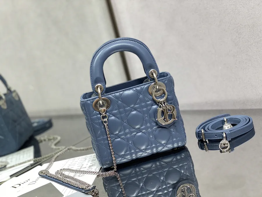 Premium Quality P600 LADY Three Compartment Denim Blue Sheep Silver