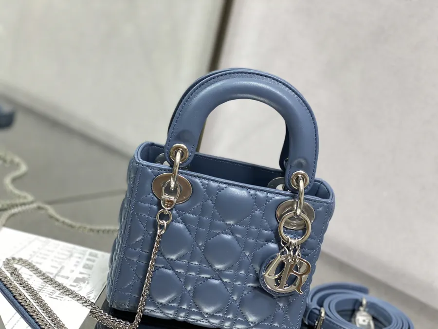 Premium Quality P600 LADY Three Compartment Denim Blue Sheep Silver