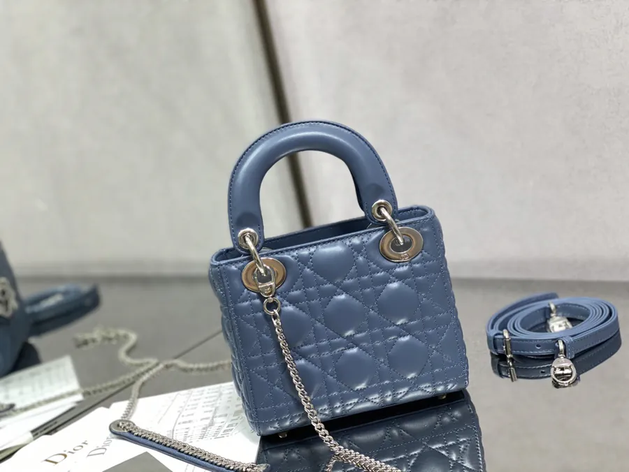 Premium Quality P600 LADY Three Compartment Denim Blue Sheep Silver
