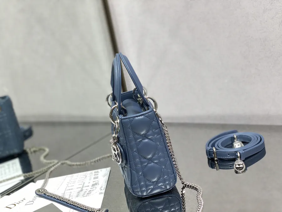 Premium Quality P600 LADY Three Compartment Denim Blue Sheep Silver