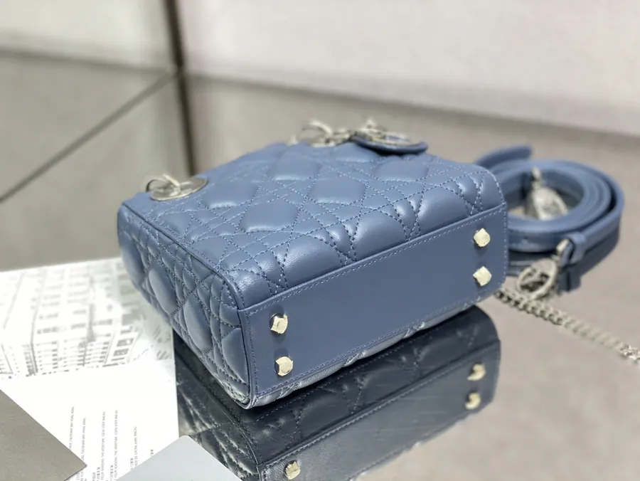 Premium Quality P600 LADY Three Compartment Denim Blue Sheep Silver