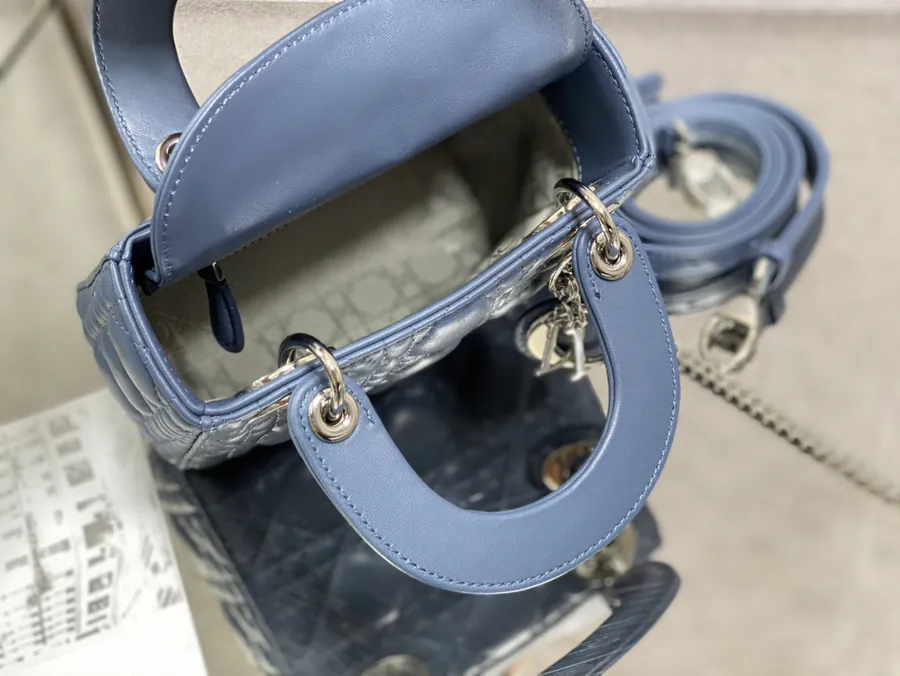Premium Quality P600 LADY Three Compartment Denim Blue Sheep Silver