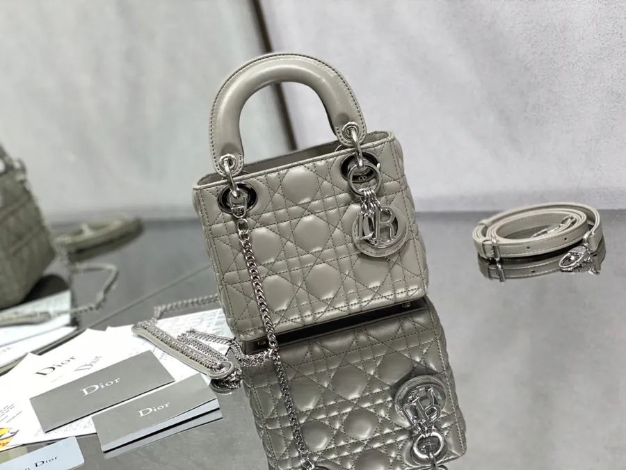 Premium Quality P600 Lady Three Compartment Bag in Grey Sheepskin