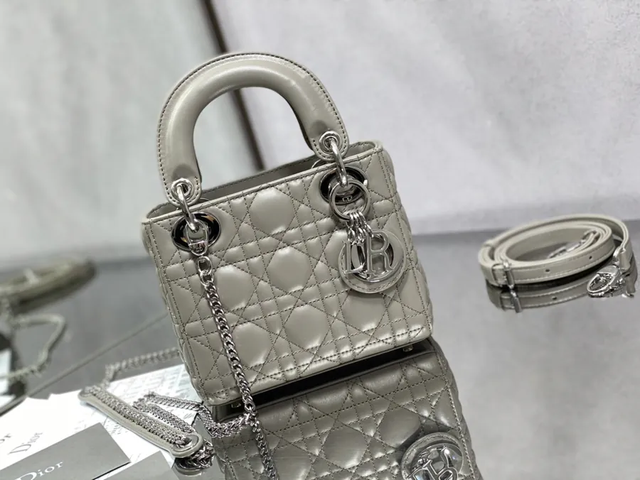 Premium Quality P600 Lady Three Compartment Bag in Grey Sheepskin