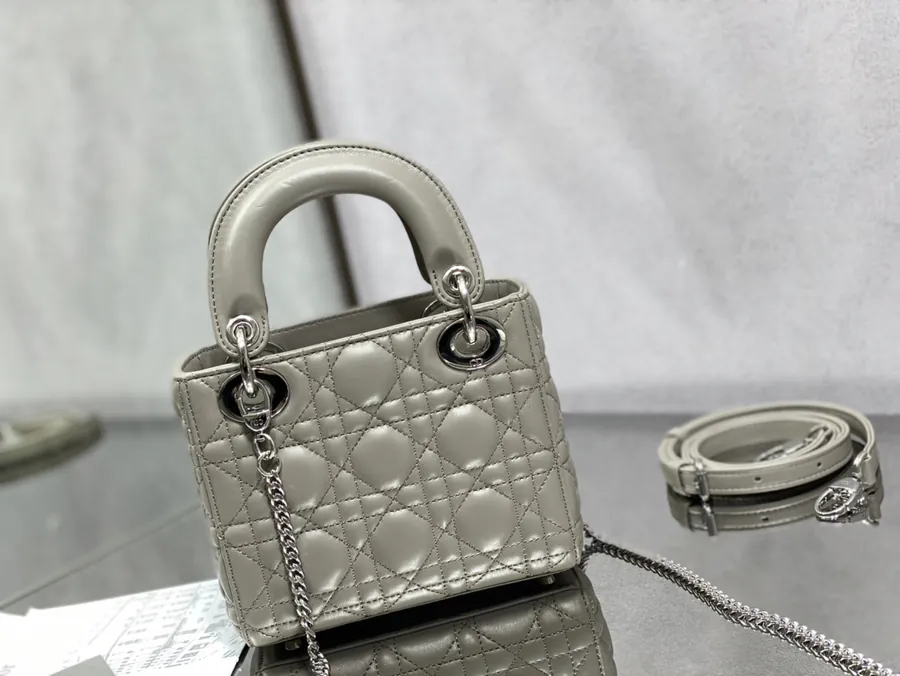Premium Quality P600 Lady Three Compartment Bag in Grey Sheepskin