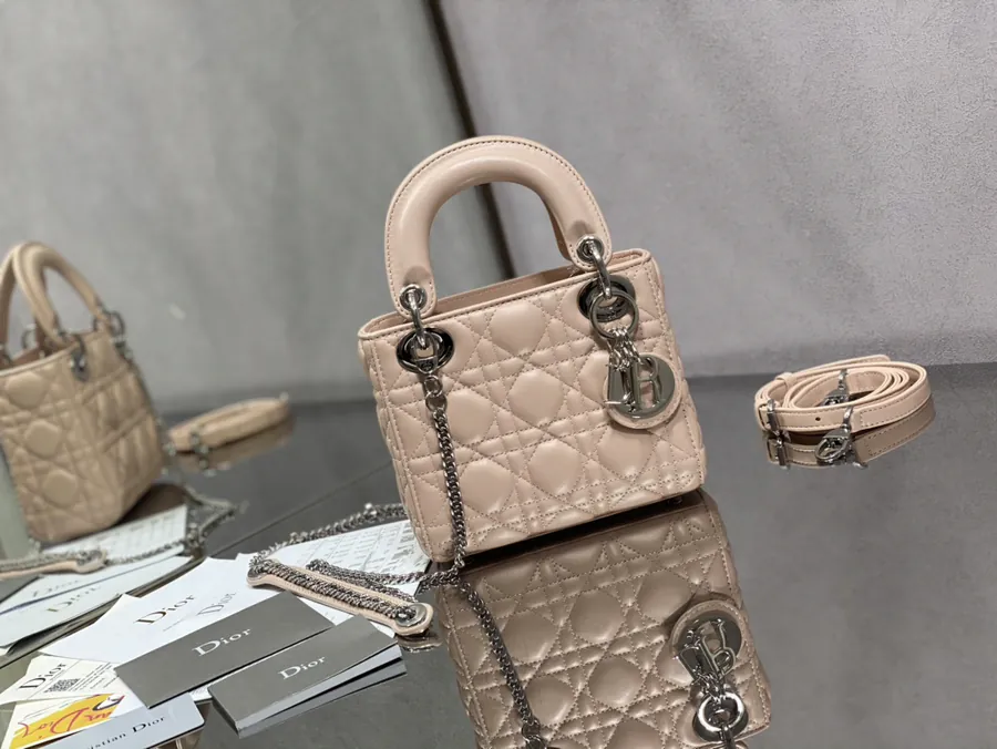 Premium Quality P600 Lady 3 Compartment Pink Calfskin Strap Bag