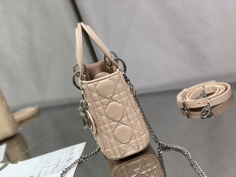 Premium Quality P600 Lady 3 Compartment Pink Calfskin Strap Bag