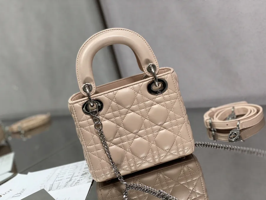 Premium Quality P600 Lady 3 Compartment Pink Calfskin Strap Bag