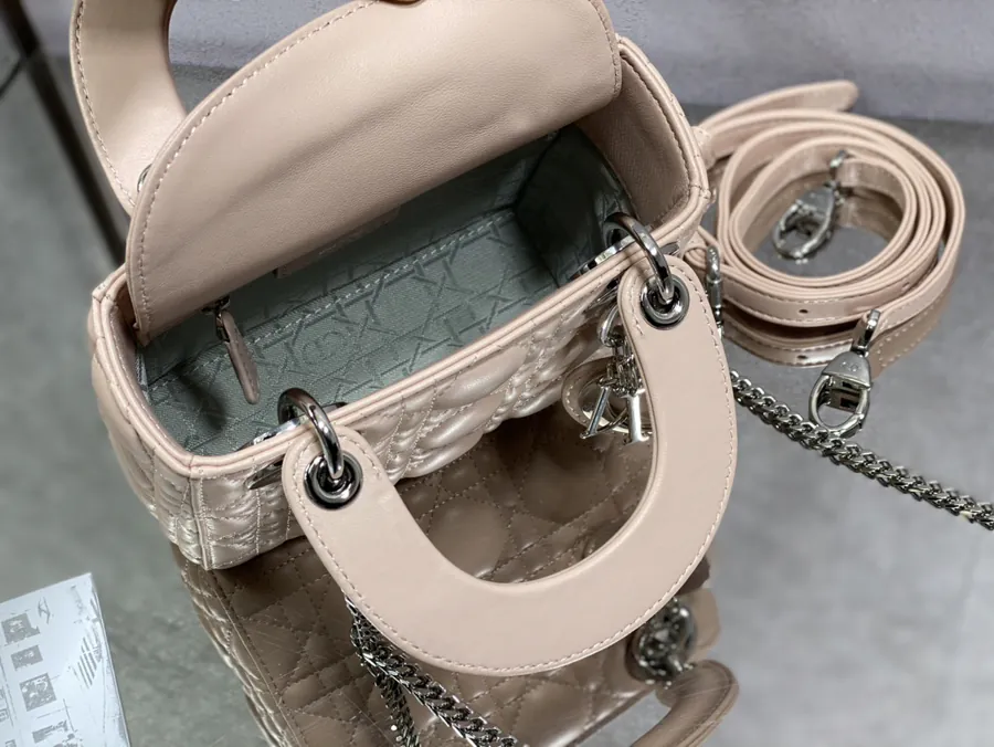 Premium Quality P600 Lady 3 Compartment Pink Calfskin Strap Bag