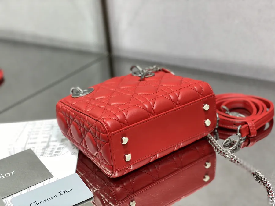 Premium Quality P600 Lady Three Compartment Red Silver Handbag