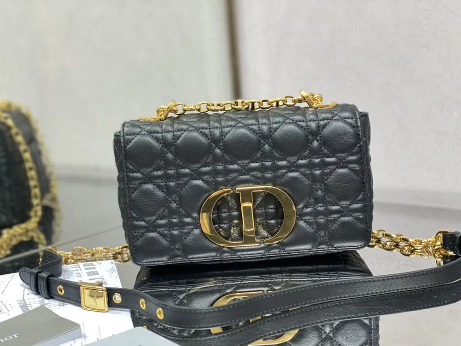 Caro Bucket Bag in Black Grained Calfskin