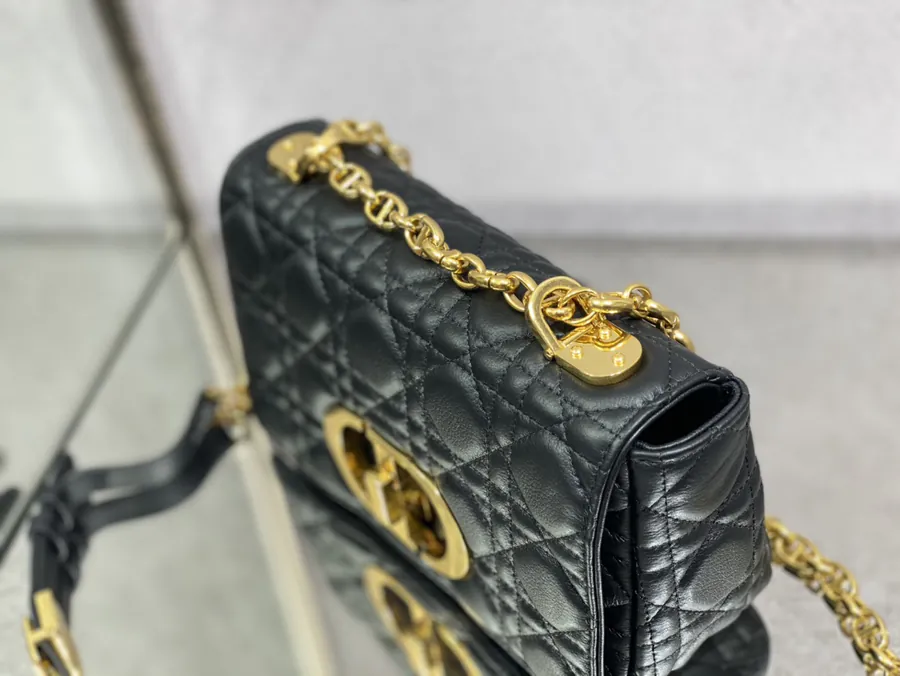 Caro Bucket Bag in Black Grained Calfskin