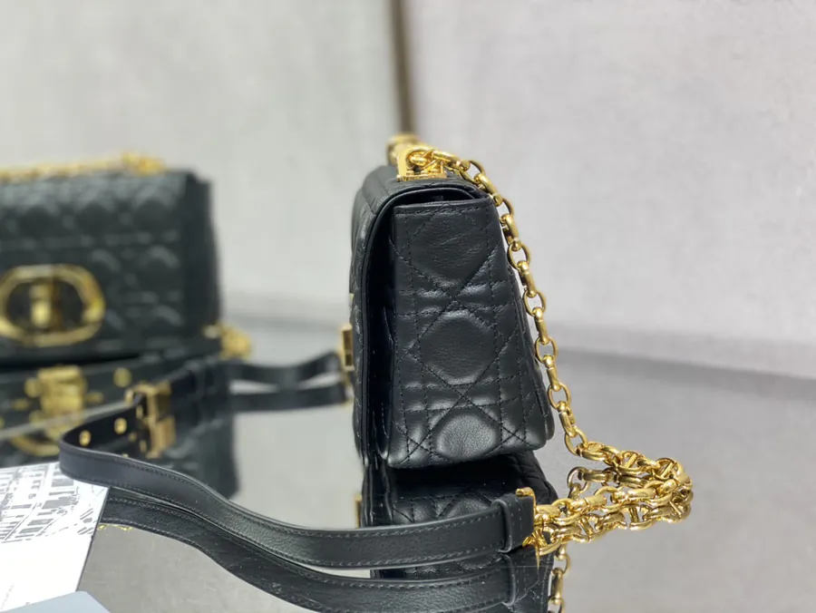 Caro Bucket Bag in Black Grained Calfskin