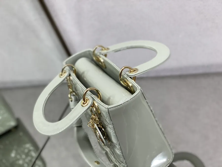 P700 Lady Four Compartment Painted Leather Bag in Light Gray