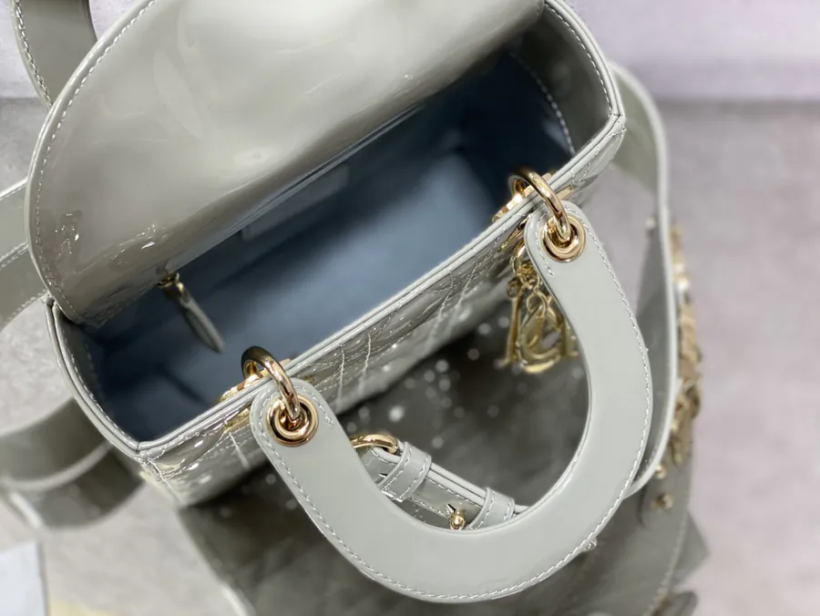 P700 Lady Four Compartment Painted Leather Bag in Light Gray
