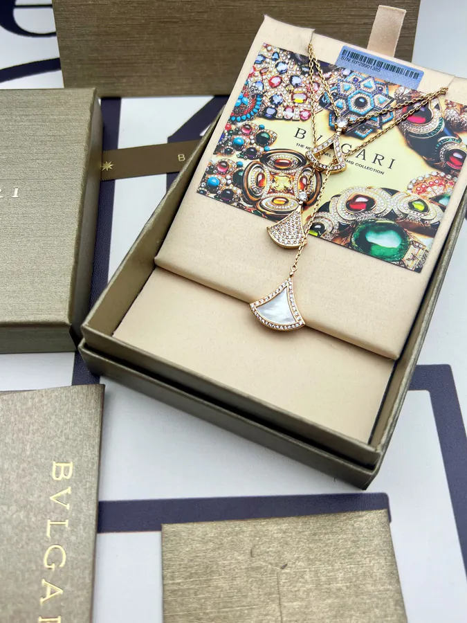 Bvlgari Double Chain Necklace with Mother of Pearl