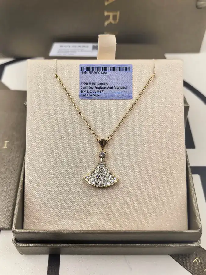 Bulgari Dress with Full Diamond Necklace Upgraded Rose Gold Large Size