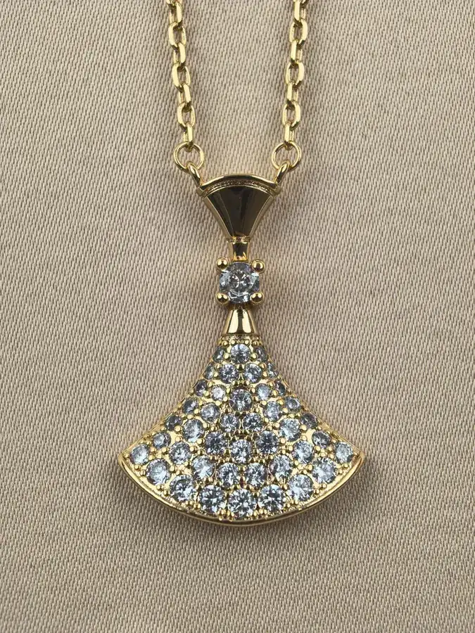 Bulgari Dress with Full Diamond Necklace Upgraded Rose Gold Large Size