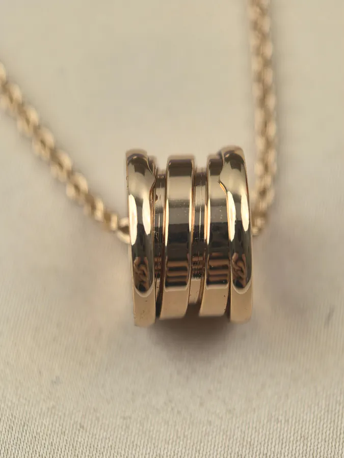 Bulgari Double Circle Spring Necklace Rose Gold