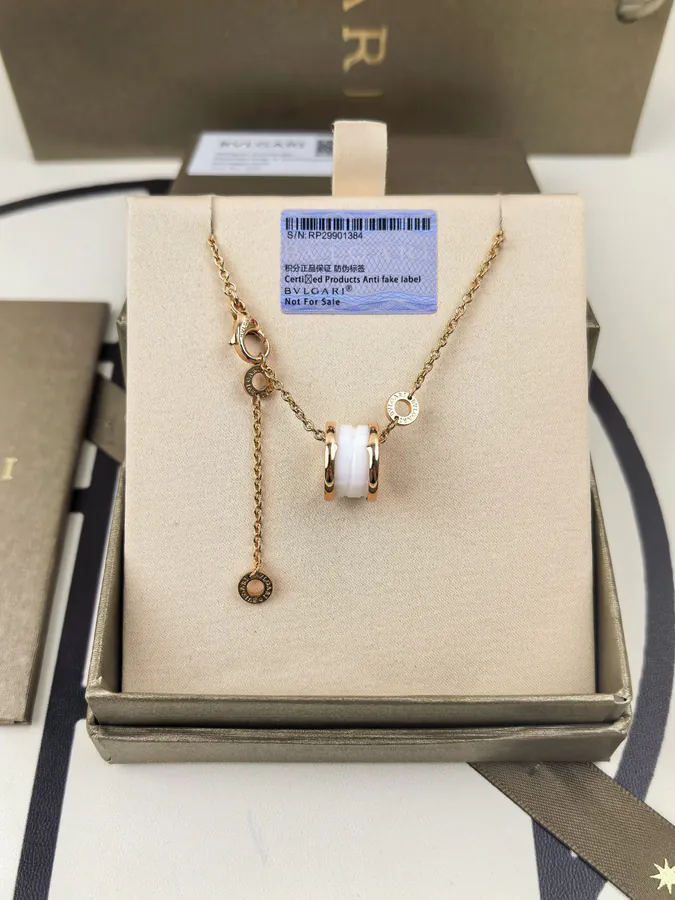 Bulgari Classic White Ceramic Necklace Rose Gold Upgrade