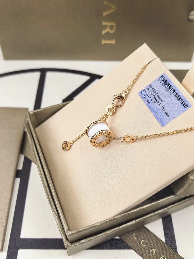 Bulgari Classic White Ceramic Necklace Rose Gold Upgrade