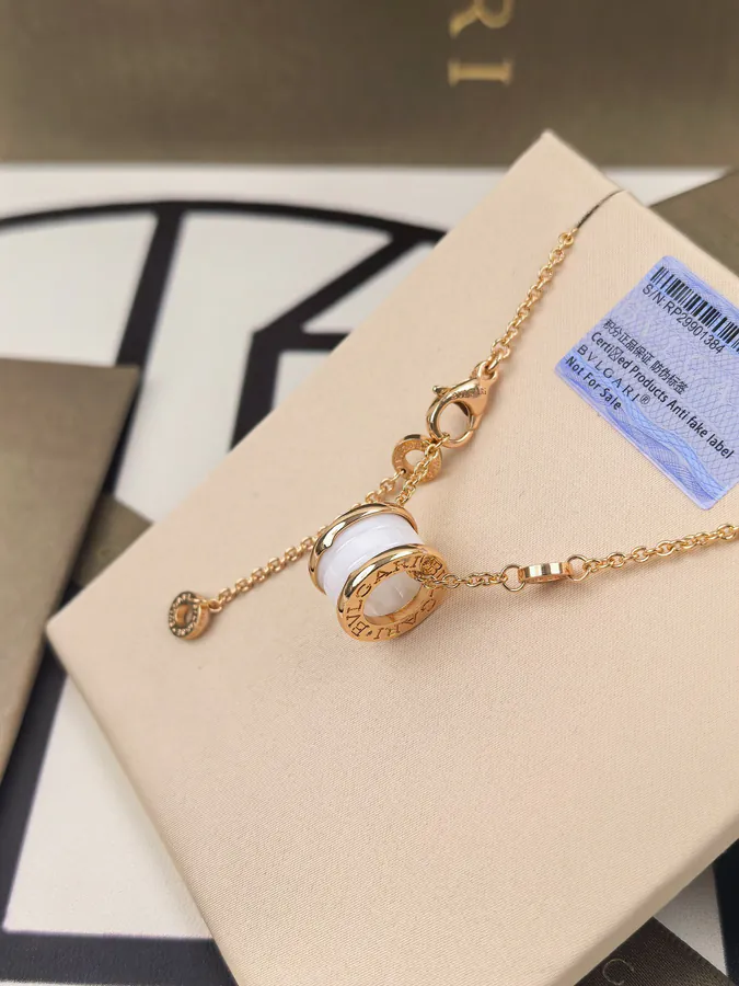 Bulgari Classic White Ceramic Necklace Rose Gold Upgrade