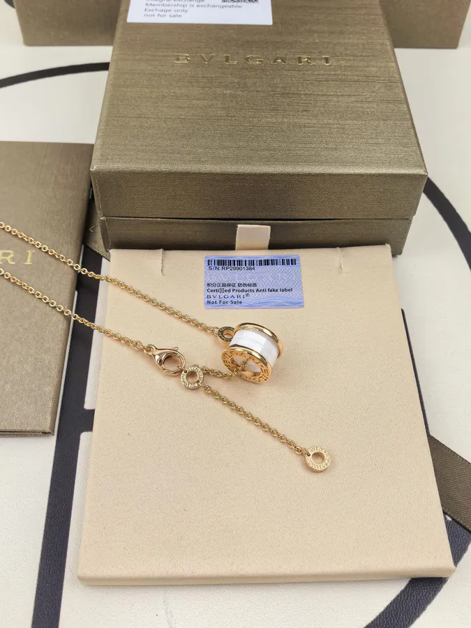 Bulgari Classic White Ceramic Necklace Rose Gold Upgrade