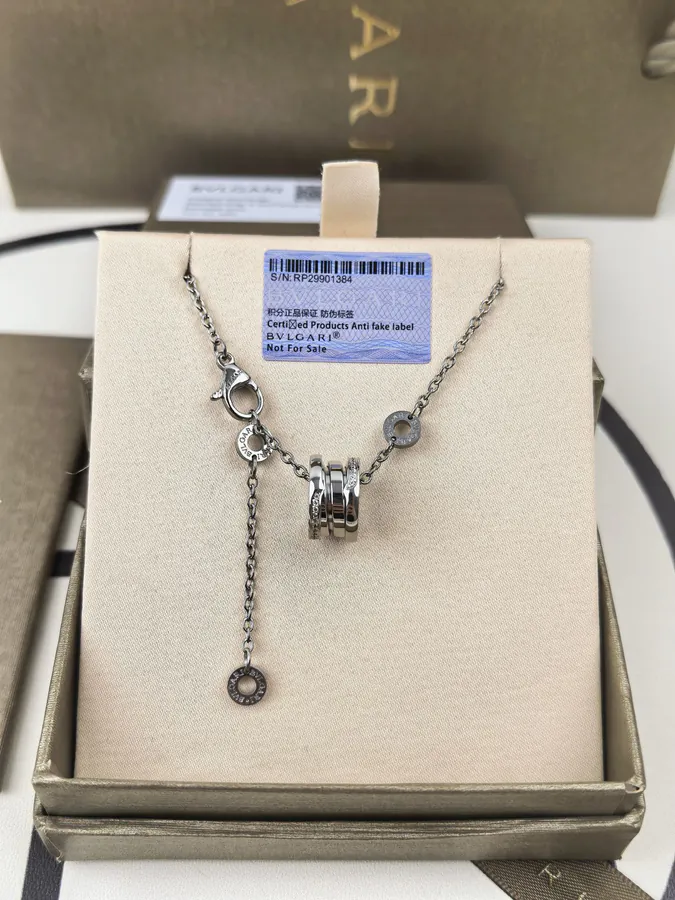 Bulgari Double Circle Semi Diamond Spring Necklace