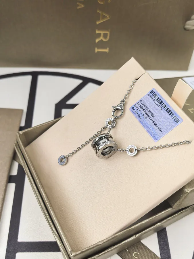 Bulgari Double Circle Semi Diamond Spring Necklace