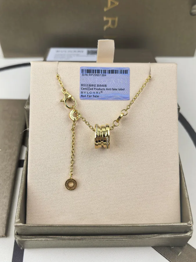 Bulgari Double Ring Semi Diamond Spring Necklace
