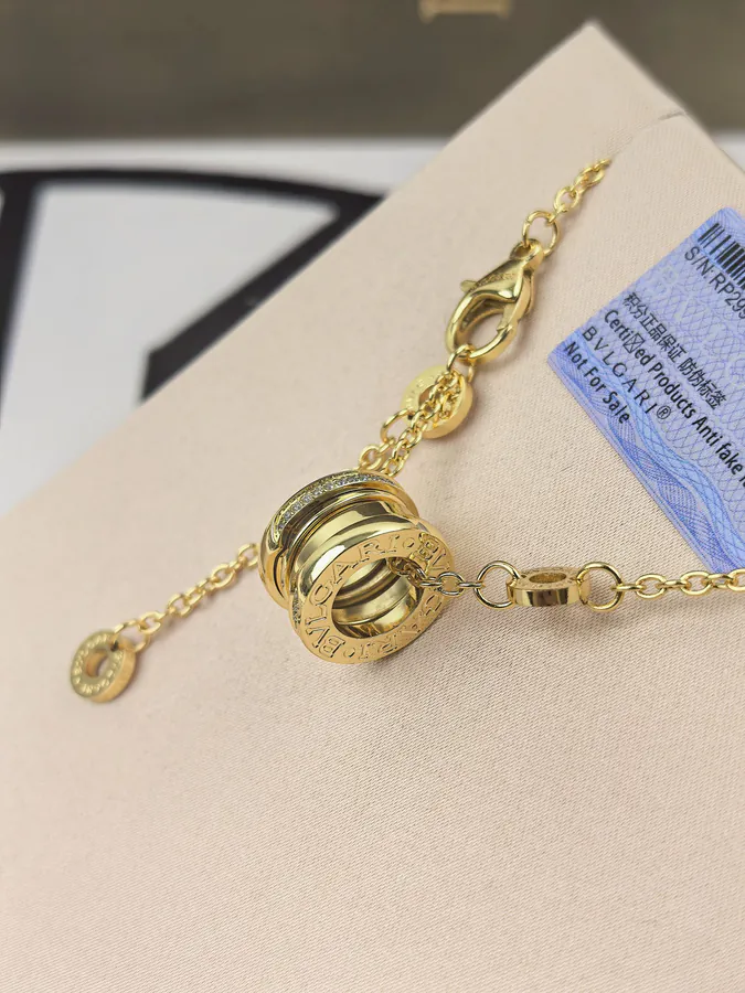 Bulgari Double Ring Semi Diamond Spring Necklace