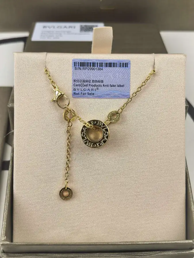 Bulgari Double Ring Semi Diamond Spring Necklace