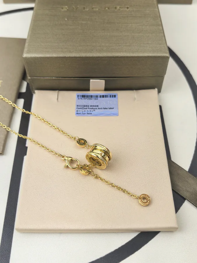 Bulgari Double Ring Semi Diamond Spring Necklace