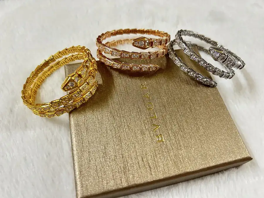 BVLGARI Double Circle Diamond Snake Bracelet