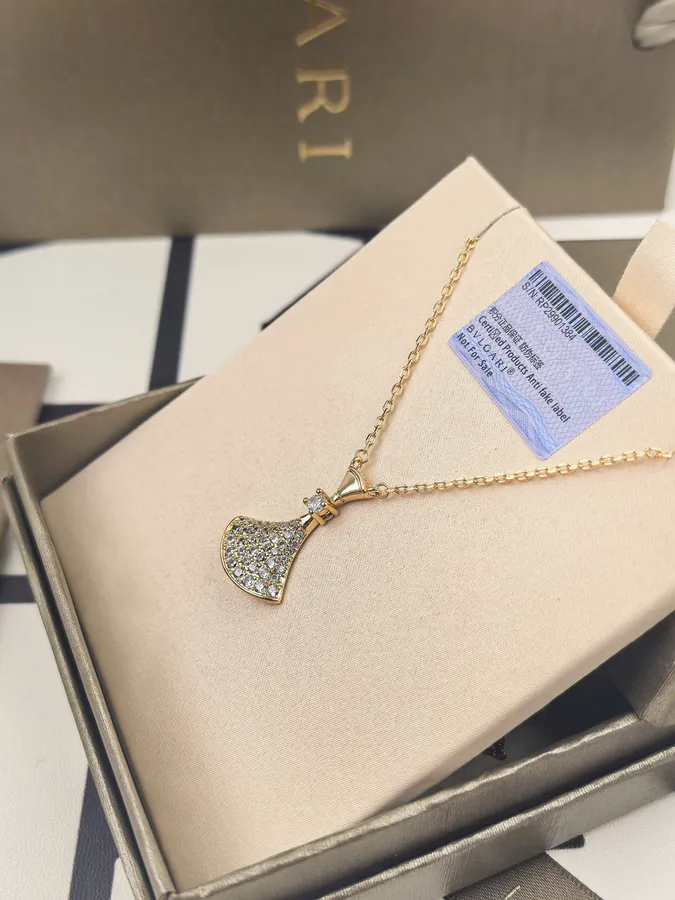 Bulgari Full Diamond Necklace with Rose Gold