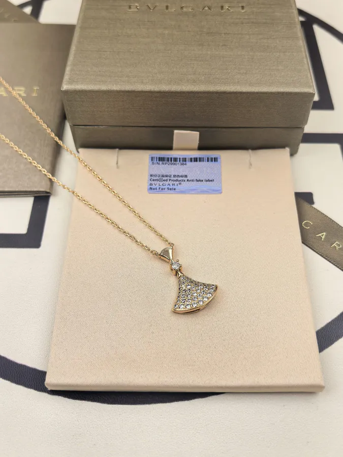 Bulgari Full Diamond Necklace with Rose Gold