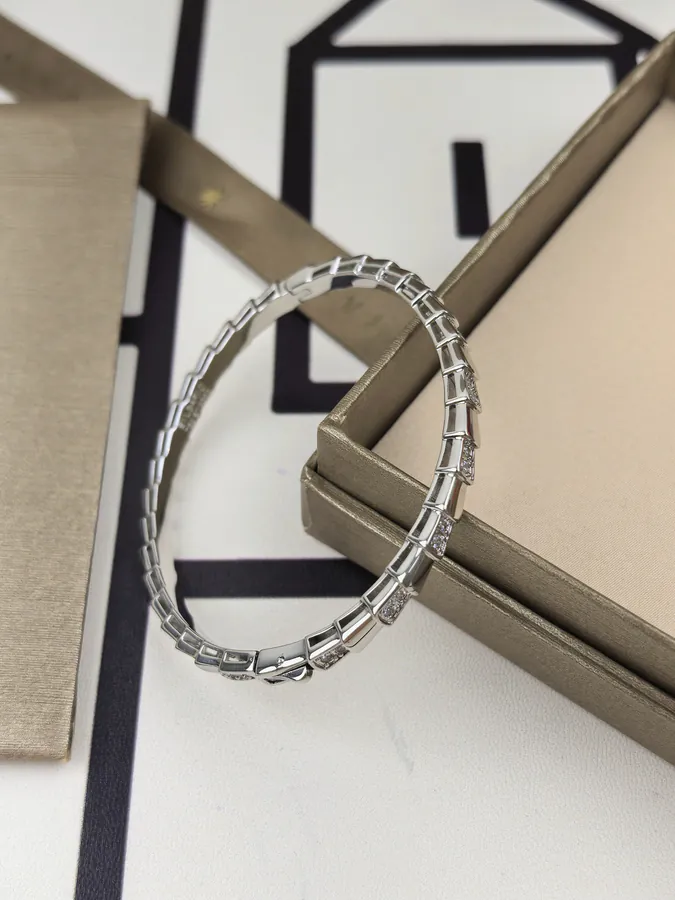 Bulgari Single Circle High Gloss Holes Snake Chain Bracelet