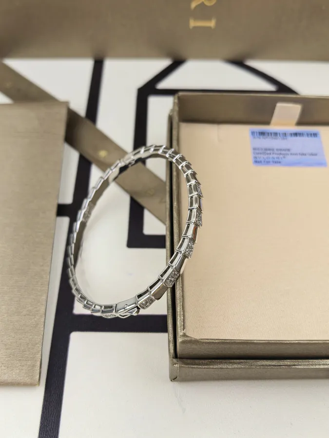 Bulgari Single Circle High Gloss Holes Snake Chain Bracelet