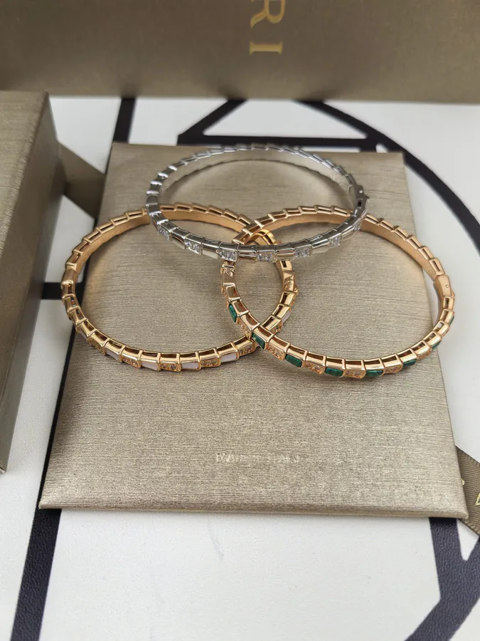 Bulgari Single Circle High Gloss Holes Snake Chain Bracelet