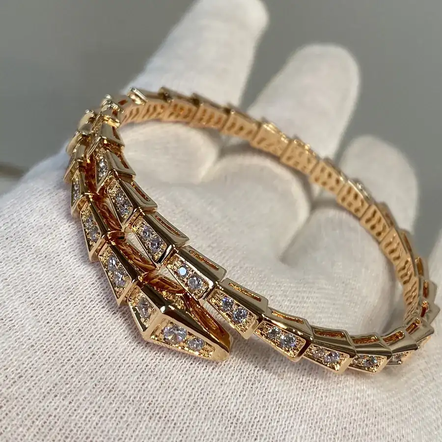Bvlgari Classic Snake Diamond Bracelet with Spring Closure