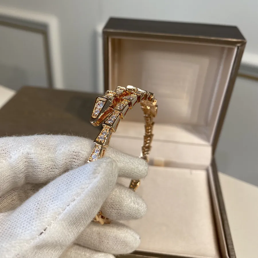 Bvlgari Classic Snake Diamond Bracelet with Spring Closure