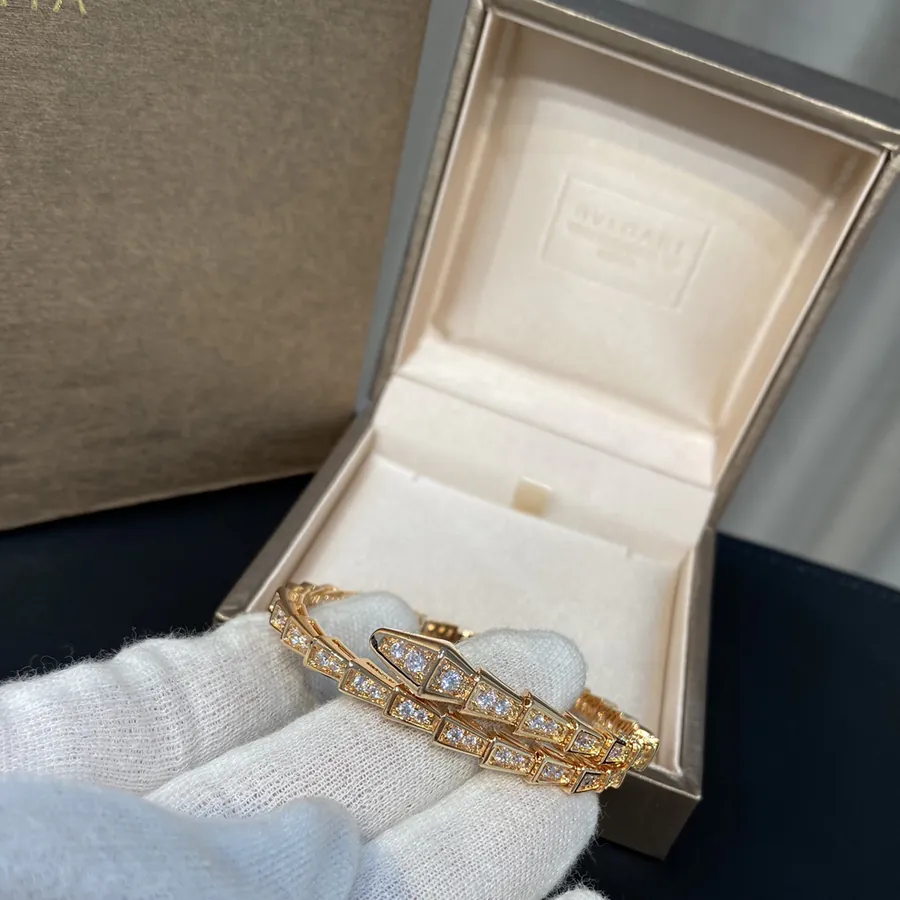Bvlgari Classic Snake Diamond Bracelet with Spring Closure